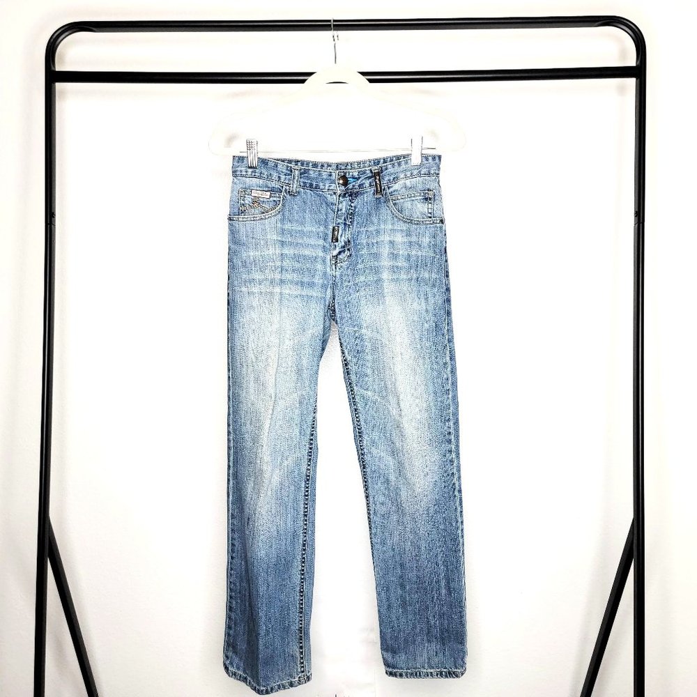 LRG LRGeans Men's Distressed Straight Leg Blue Denim Jeans Size 29